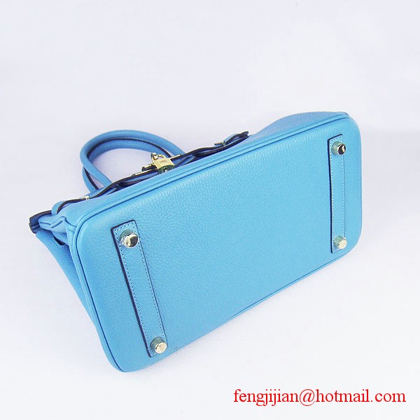 Hermes Birkin 30cm Togo Leather Bag Light Blue 6088 Hermes Birkin 30cm Togo Leather Bag Light Blue 6088
